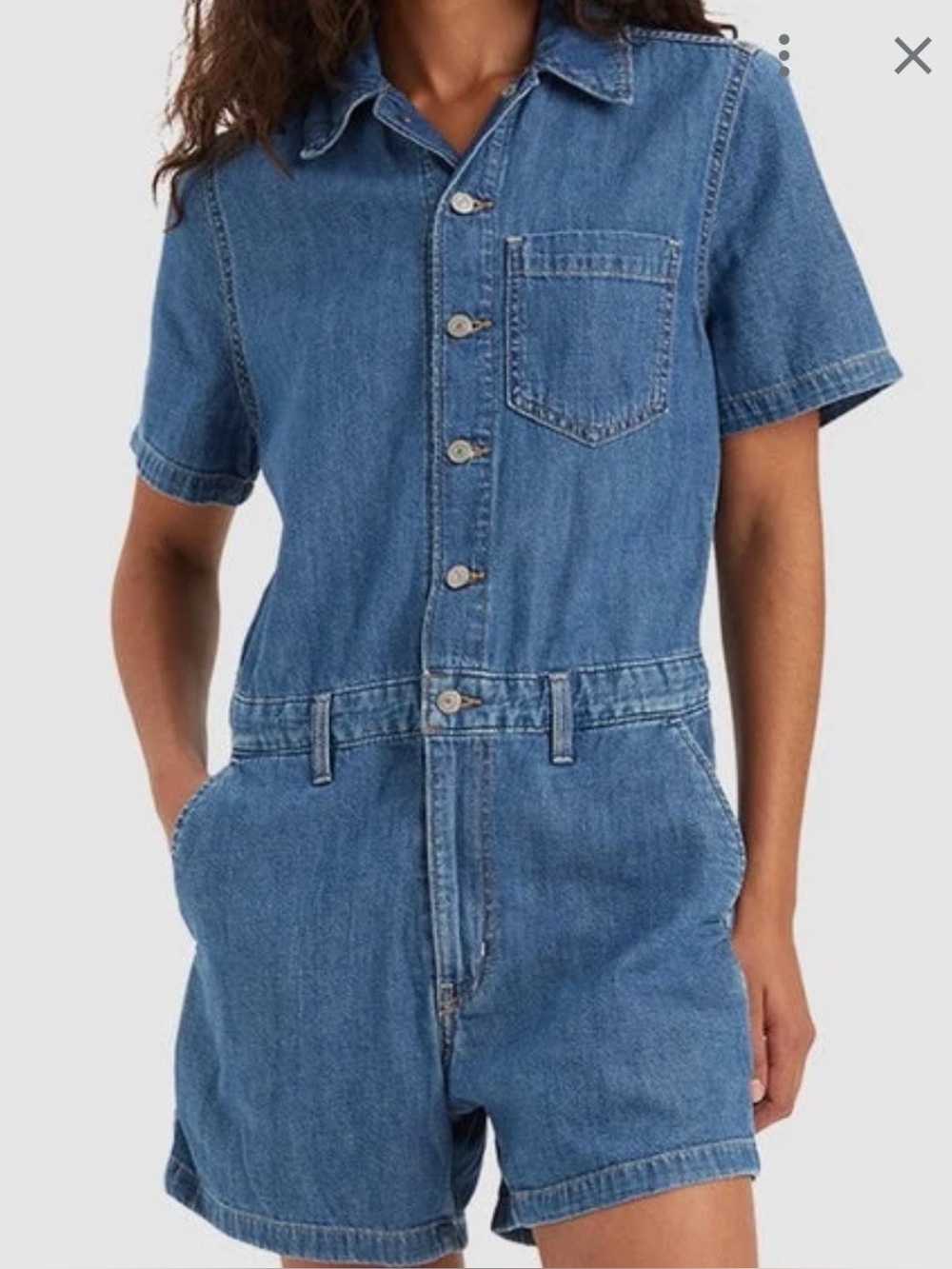 Levi's Blue Denim Heritage Short-Sleeve Romper
